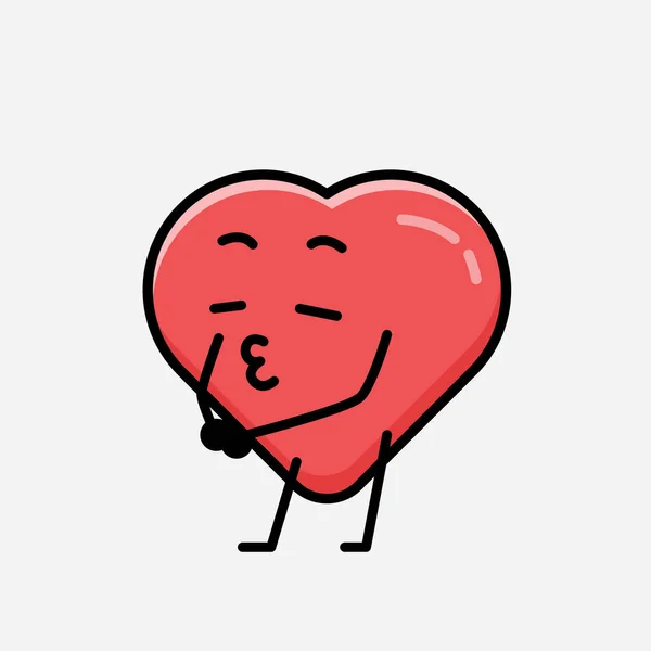 Une Illustration Personnage Vectoriel Mascotte Coeur Rouge Mignon Dans Style — Image vectorielle