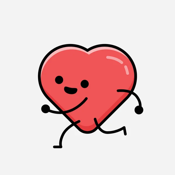 Illustration Cute Red Heart Mascot Vector Character Flat Design Style — Stock Vector