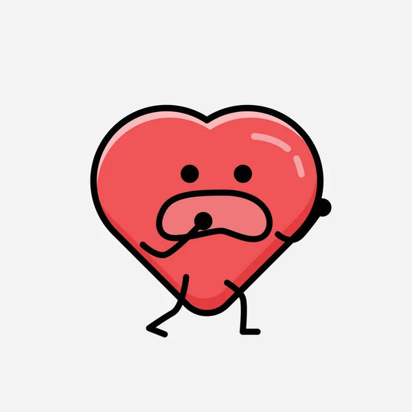Μια Απεικόνιση Του Χαριτωμένο Red Heart Mascot Vector Χαρακτήρα Επίπεδο — Διανυσματικό Αρχείο