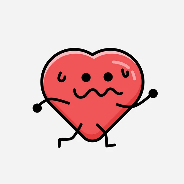 Ілюстрація Cute Red Heart Mascot Vector Character Flat Design Style — стоковий вектор