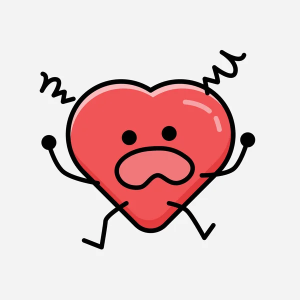 Eine Illustration Des Cute Red Heart Mascot Vector Character Flachen — Stockvektor