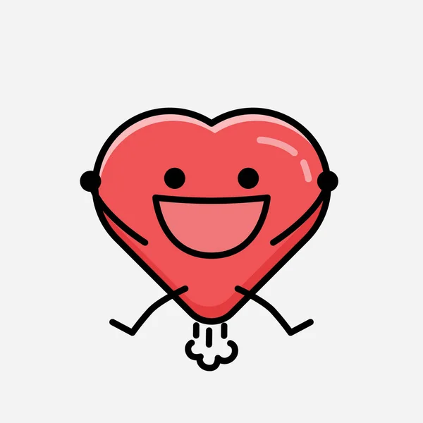 Eine Illustration Des Cute Red Heart Mascot Vector Character Flachen — Stockvektor
