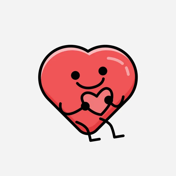 Uma Ilustração Personagem Vetor Mascote Vermelho Bonito Coração Estilo Design —  Vetores de Stock