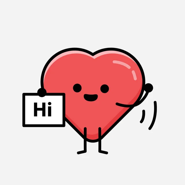 Une Illustration Personnage Vectoriel Mascotte Coeur Rouge Mignon Dans Style — Image vectorielle