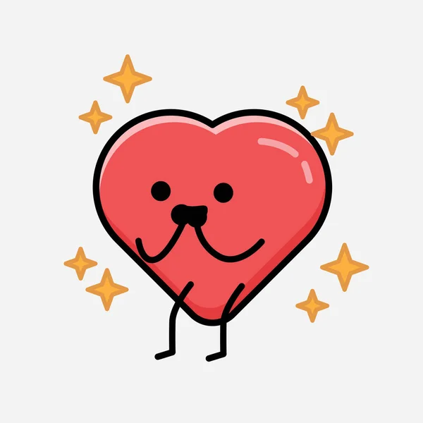 Ilustracja Cute Red Heart Wektor Znaków Maskotki Stylu Płaskiego Projektu — Wektor stockowy