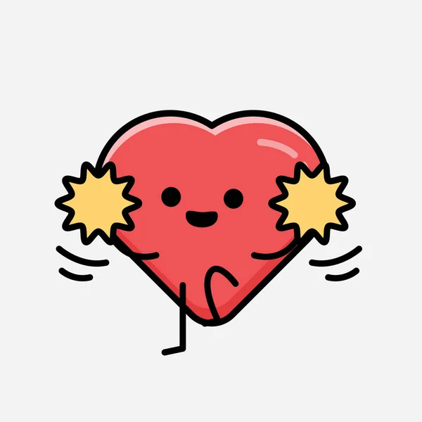 Ілюстрація Cute Red Heart Mascot Vector Character Flat Design Style — стоковий вектор