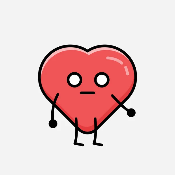 Eine Illustration Des Cute Red Heart Mascot Vector Character Flachen — Stockvektor