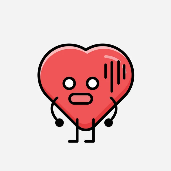 Ilustrație Personajului Cute Red Heart Mascot Vector Stilul Design Plat — Vector de stoc