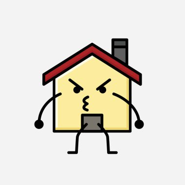 Şirin Ev Maskot Vektör Karakteri 'nin Düz Tasarım Biçiminde bir çizimi