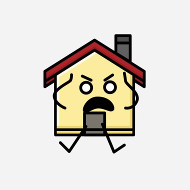 Şirin Ev Maskot Vektör Karakteri 'nin Düz Tasarım Biçiminde bir çizimi