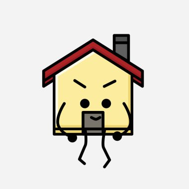 Şirin Ev Maskot Vektör Karakteri 'nin Düz Tasarım Biçiminde bir çizimi