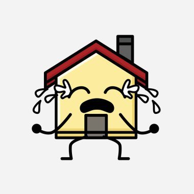 Şirin Ev Maskot Vektör Karakteri 'nin Düz Tasarım Biçiminde bir çizimi