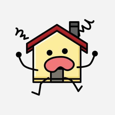 Şirin Ev Maskot Vektör Karakteri 'nin Düz Tasarım Biçiminde bir çizimi