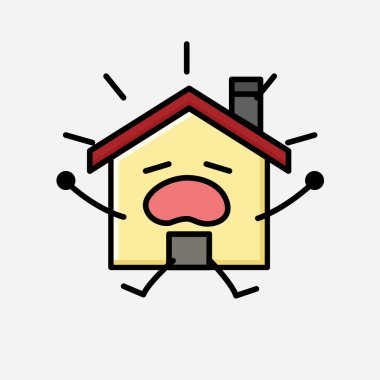 Şirin Ev Maskot Vektör Karakteri 'nin Düz Tasarım Biçiminde bir çizimi