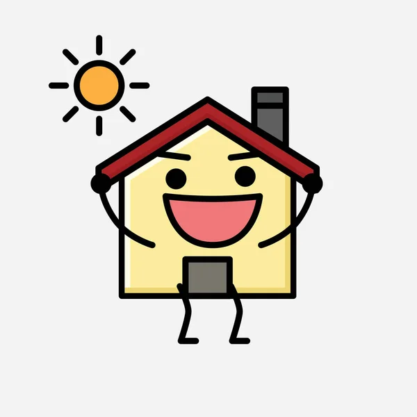 Eine Illustration Des Cute House Mascot Vector Character Flachen Design — Stockvektor