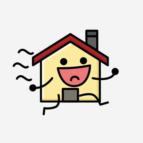 Una Ilustración Del Carácter Lindo Del Vector Mascota Casa Estilo — Vector de stock