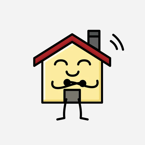 Μια Απεικόνιση Του Χαριτωμένο Σπίτι Mascot Vector Χαρακτήρα Επίπεδο Στυλ — Διανυσματικό Αρχείο