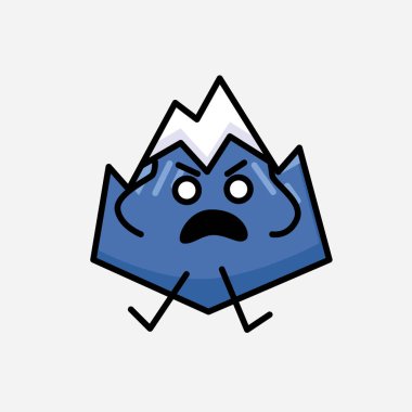 Şirin Dağ Simgesi Maskot Vektör Karakterinin Düz Tasarım Biçiminde Çizimi