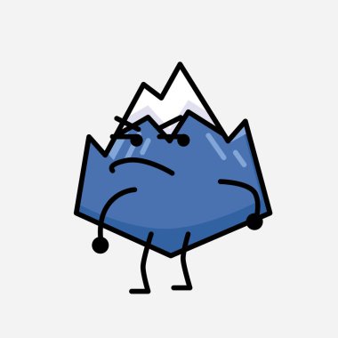 Şirin Dağ Simgesi Maskot Vektör Karakterinin Düz Tasarım Biçiminde Çizimi