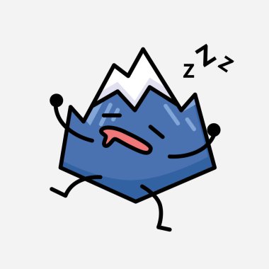 Şirin Dağ Simgesi Maskot Vektör Karakterinin Düz Tasarım Biçiminde Çizimi