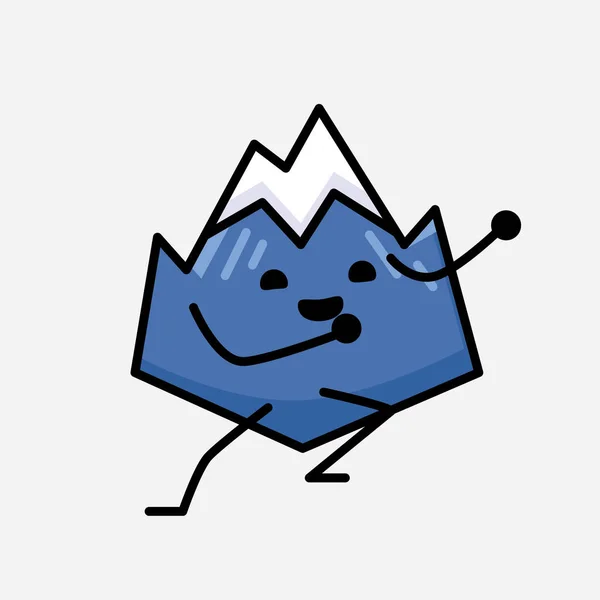 Eine Illustration Der Niedlichen Berg Ikone Maskottchen Vektor Charakter Flachem — Stockvektor