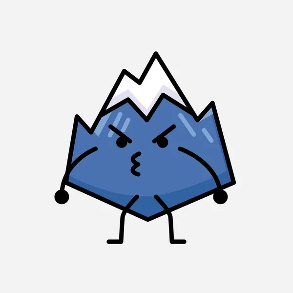 Une Illustration Mignon Personnage Vectoriel Mascotte Icône Montagne Dans Style — Image vectorielle