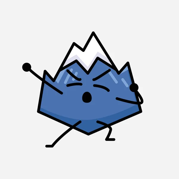Eine Illustration Der Niedlichen Berg Ikone Maskottchen Vektor Charakter Flachem — Stockvektor