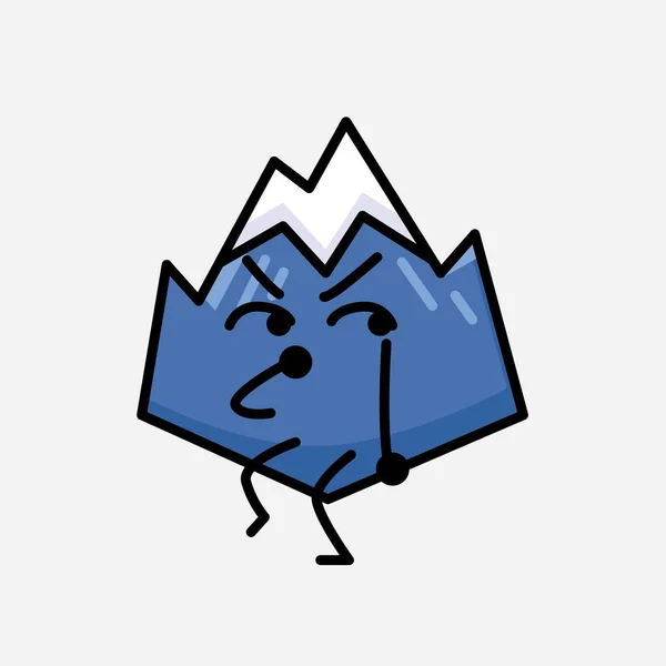 Une Illustration Mignon Personnage Vectoriel Mascotte Icône Montagne Dans Style — Image vectorielle