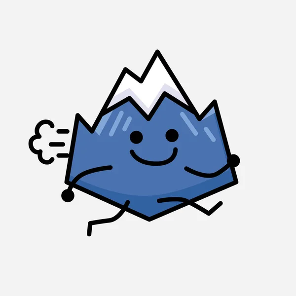 Une Illustration Mignon Personnage Vectoriel Mascotte Icône Montagne Dans Style — Image vectorielle