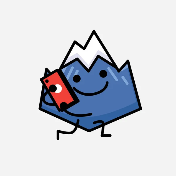 Une Illustration Mignon Personnage Vectoriel Mascotte Icône Montagne Dans Style — Image vectorielle