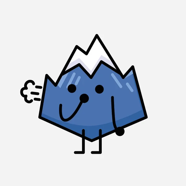 Une Illustration Mignon Personnage Vectoriel Mascotte Icône Montagne Dans Style — Image vectorielle