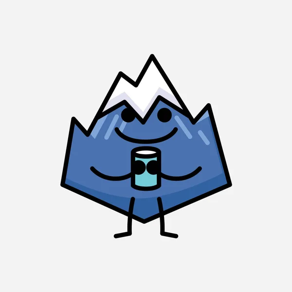 Une Illustration Mignon Personnage Vectoriel Mascotte Icône Montagne Dans Style — Image vectorielle