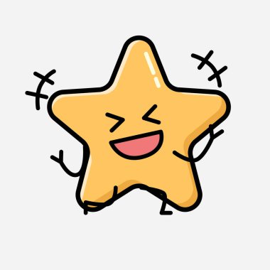 Düz Tasarım Biçimli Şirin Sarı Yıldızlı Maskot Vektör Karakteri