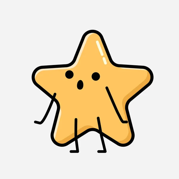 Ilustracja Cute Yellow Star Wektor Znaków Maskotki Stylu Płaskiego Projektu — Wektor stockowy