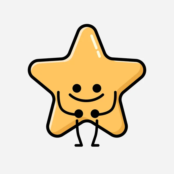 Illustration Cute Yellow Star Mascot Vector Character Flat Design Style — Stock Vector