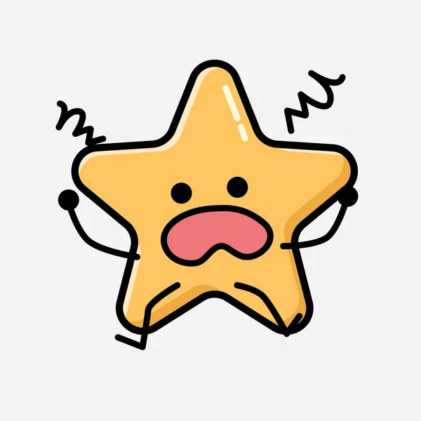 Sebuah Ilustrasi Dari Cute Yellow Star Mascot Vector Character Flat - Stok Vektor
