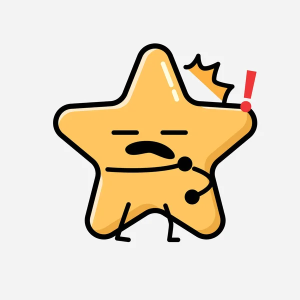 Μια Απεικόνιση Του Χαριτωμένο Κίτρινο Αστέρι Μασκότ Διάνυσμα Χαρακτήρα Επίπεδο — Διανυσματικό Αρχείο