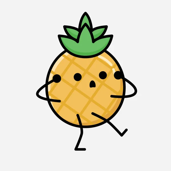 Une Illustration Personnage Vecteur Mascotte Ananas Mignon Dans Style Conception — Image vectorielle