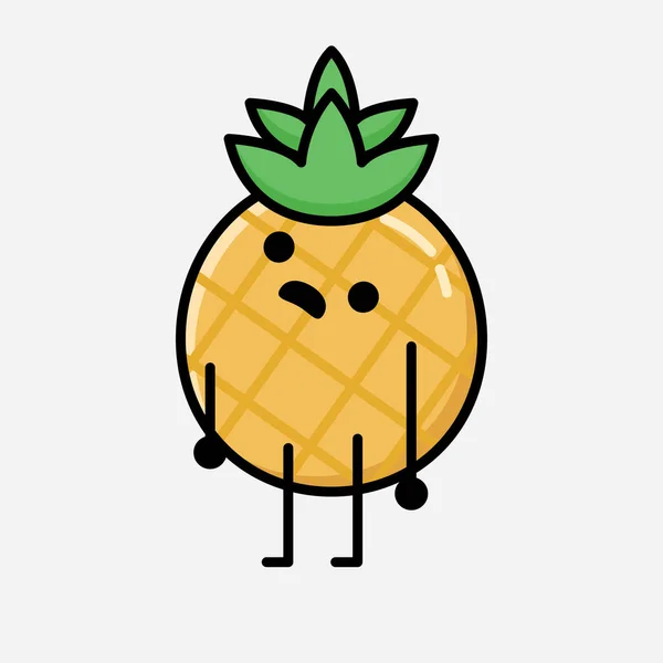 Une Illustration Personnage Vecteur Mascotte Ananas Mignon Dans Style Conception — Image vectorielle