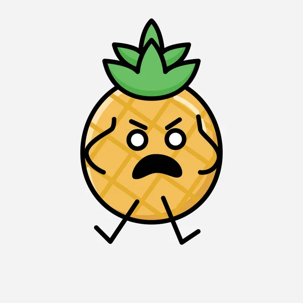 Sebuah Ilustrasi Dari Cute Pineapple Fruit Mascot Vector Character Flat - Stok Vektor