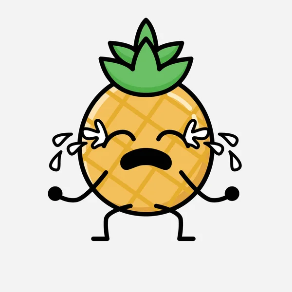 Une Illustration Personnage Vecteur Mascotte Ananas Mignon Dans Style Conception — Image vectorielle