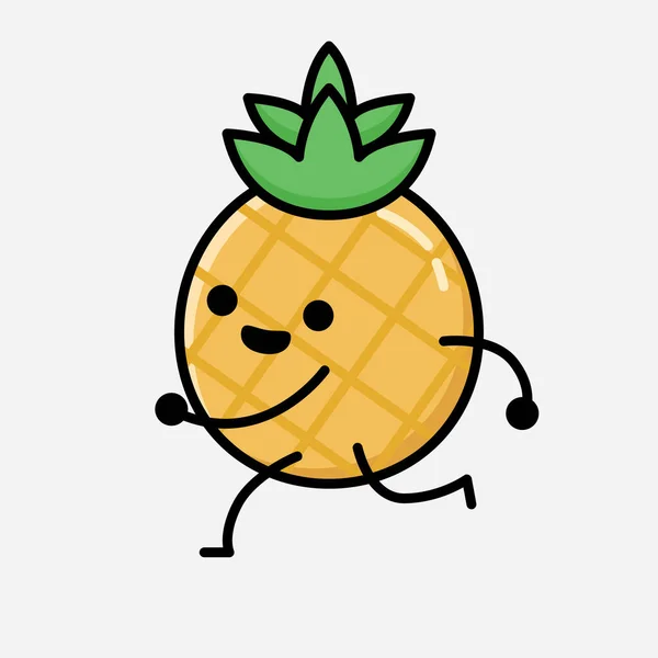 Uma Ilustração Caráter Bonito Vetor Mascote Fruta Abacaxi Estilo Liso —  Vetores de Stock