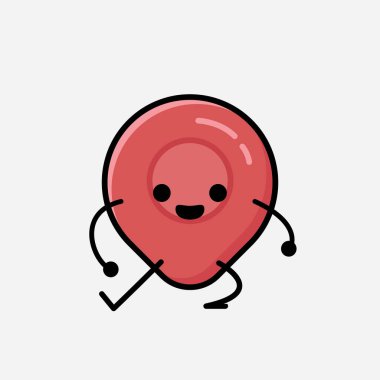 Düz Tasarım Biçimli Şirin Pin Noktası Maskot Vektör Karakteri