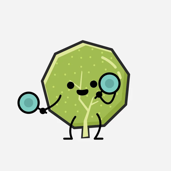 Eine Illustration Von Cute Green Tree Mascot Vector Character Flachen — Stockvektor