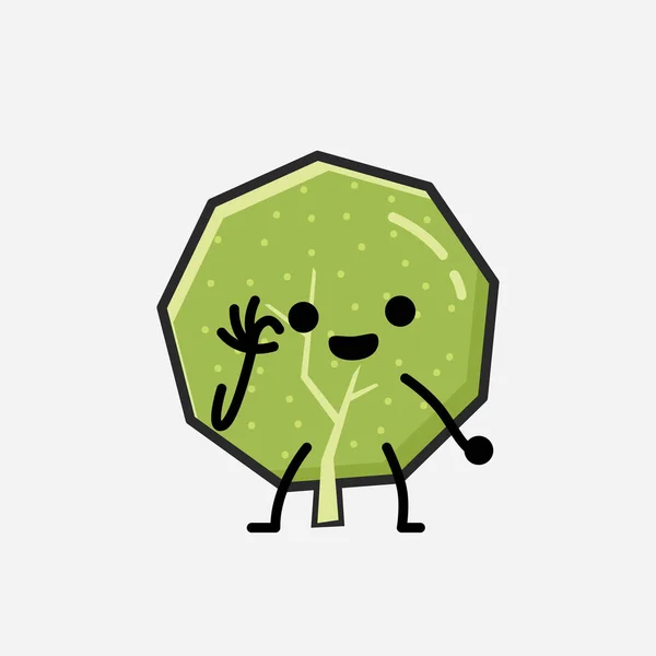 디자인 스타일 Cute Green Tree Mascot Vector Character — 스톡 벡터