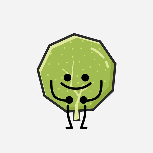 Une Illustration Personnage Vectoriel Mascotte Arbre Vert Mignon Dans Style — Image vectorielle