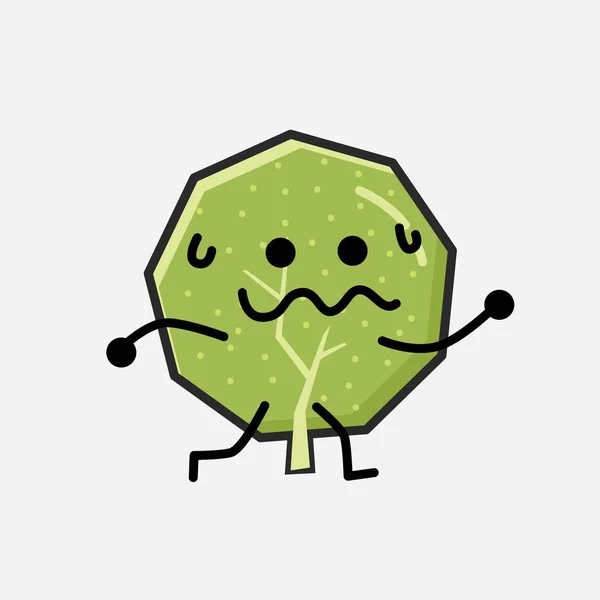 Illustration Cute Green Tree Mascot Vector Character Flat Design Style — Stock Vector