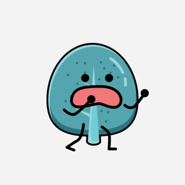 Düz Tasarım Biçimli Şirin Mavi Ağaç Maskot Vektör Karakteri