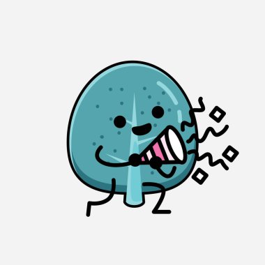 Düz Tasarım Biçimli Şirin Mavi Ağaç Maskot Vektör Karakteri