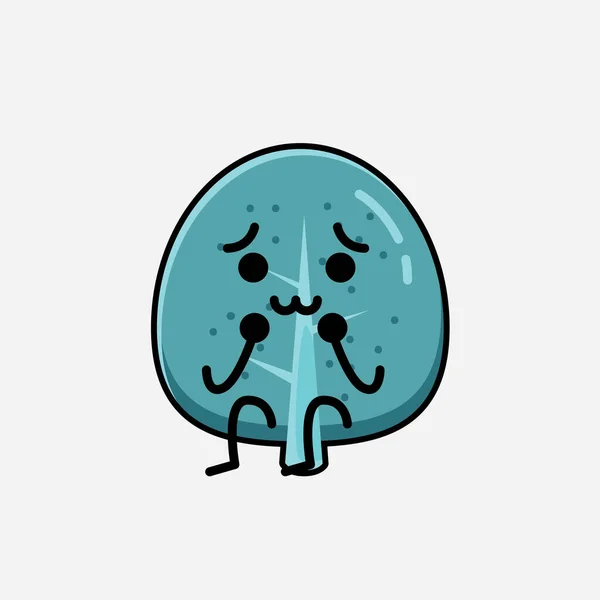 Uma Ilustração Caráter Bonito Vetor Mascote Árvore Azul Estilo Liso —  Vetores de Stock